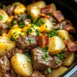 Crockpot Loaded Steak and Potato Bake