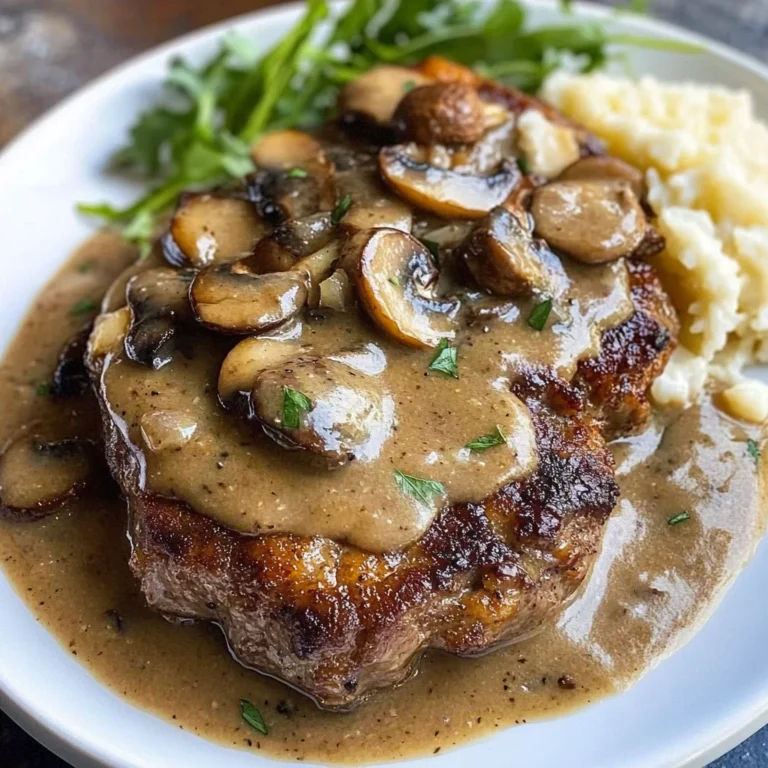 Smothered beef Chops with Mushroom Gravy