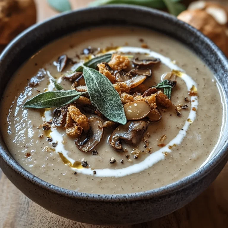 Chestnut & Mushroom Soup with Sage Cream
