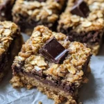 Healthier Dark Chocolate Chunk Oatmeal Cookie Bars Recipe