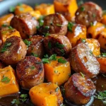 Sausage and Sweet Potatoes with Honey Garlic Sauce