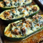 Spinach, Mushroom, and Ricotta Stuffed Zucchini Boats