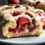Strawberry Cinnamon Rolls with Lemon Cream Cheese Glaze