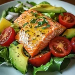 Baked Salmon Fillet with Avocado & Tomato Salad