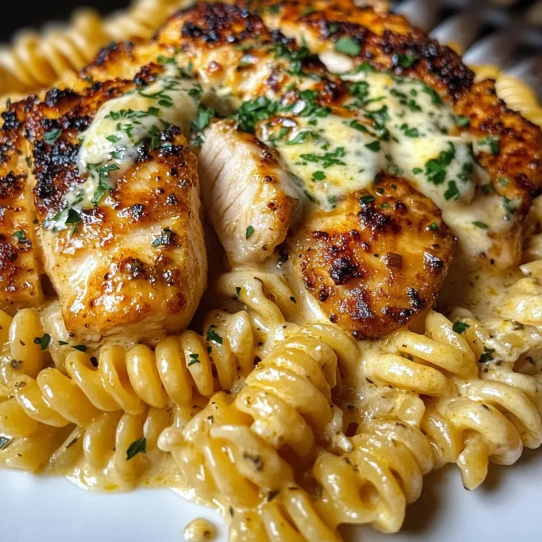 Cheesy Garlic Chicken with Twisted Pasta in Velveeta Cream Sauce