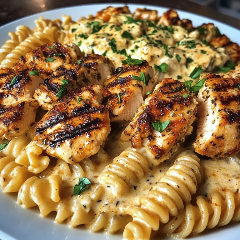 Creamy Alfredo Chicken Rotini with Cajun Butter Drizzle