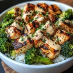 Creamy Garlic Chicken Bowl with Broccoli & Rice