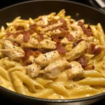 Creamy Honey Dijon Chicken Pasta with Crispy Bacon