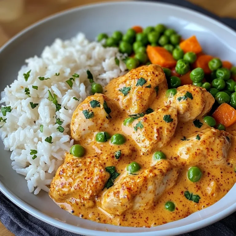 Creamy Paprika Chicken with Rice & Buttered Veggies