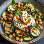Grilled Zucchini Chickpea Salad with Burrata & Chili Oil