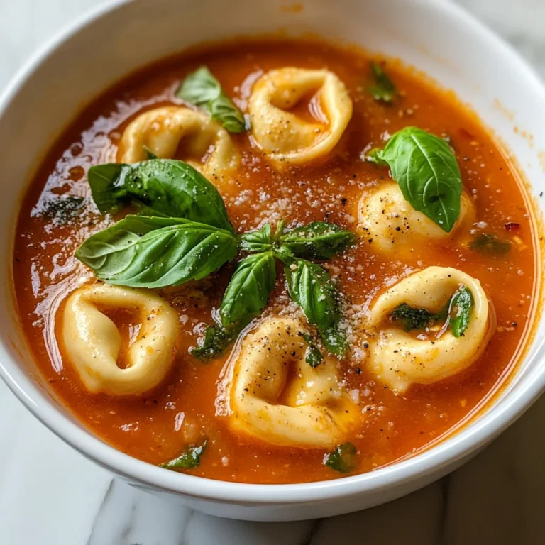 Creamy Tomato Tortellini Soup with Fresh Basil