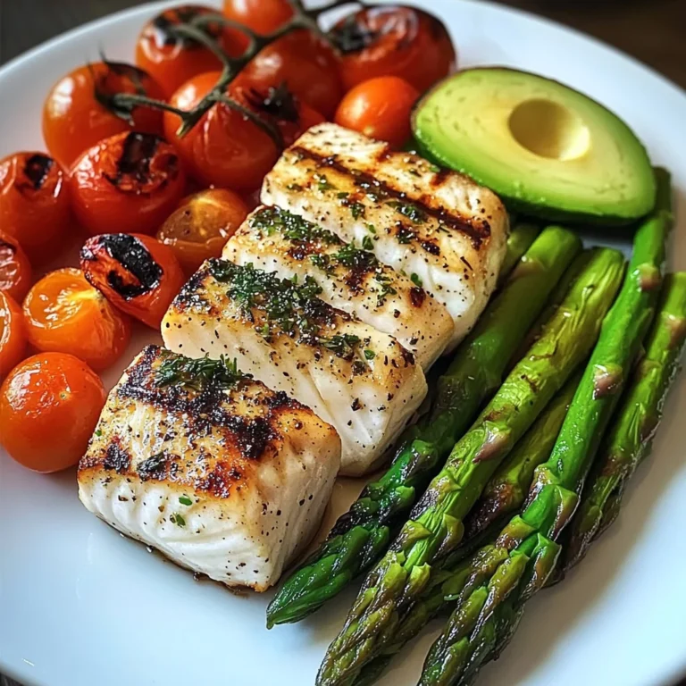 Herb-Grilled Fish with Asparagus, Avocado & Cherry Tomatoes