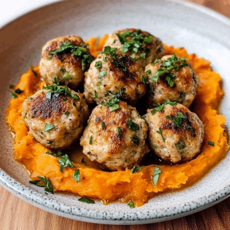 Apple Chicken Meatballs with Spiced Sweet Potatoes