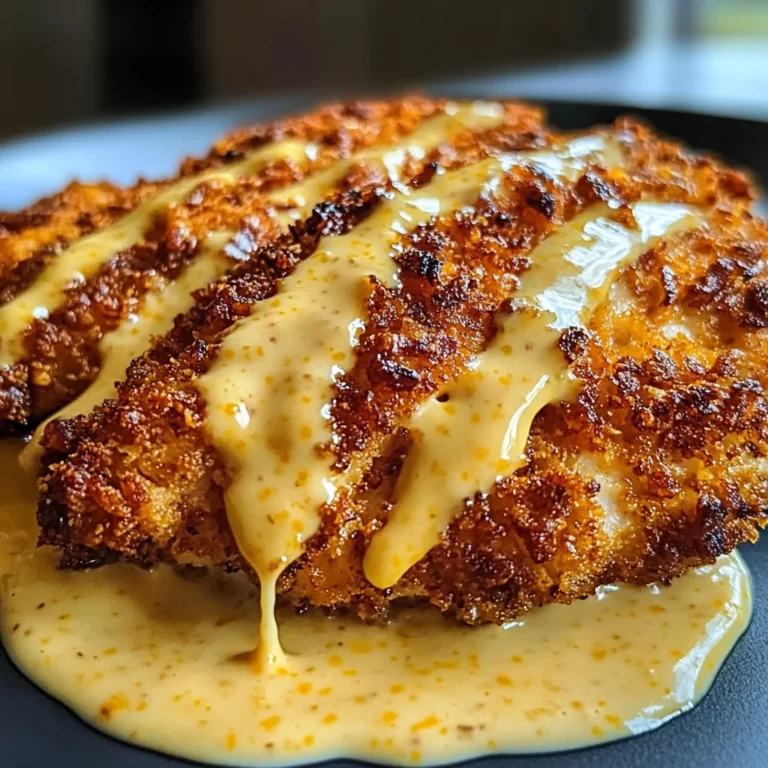Savory Pretzel Chicken with Mustard-Cheddar Sauce Delight