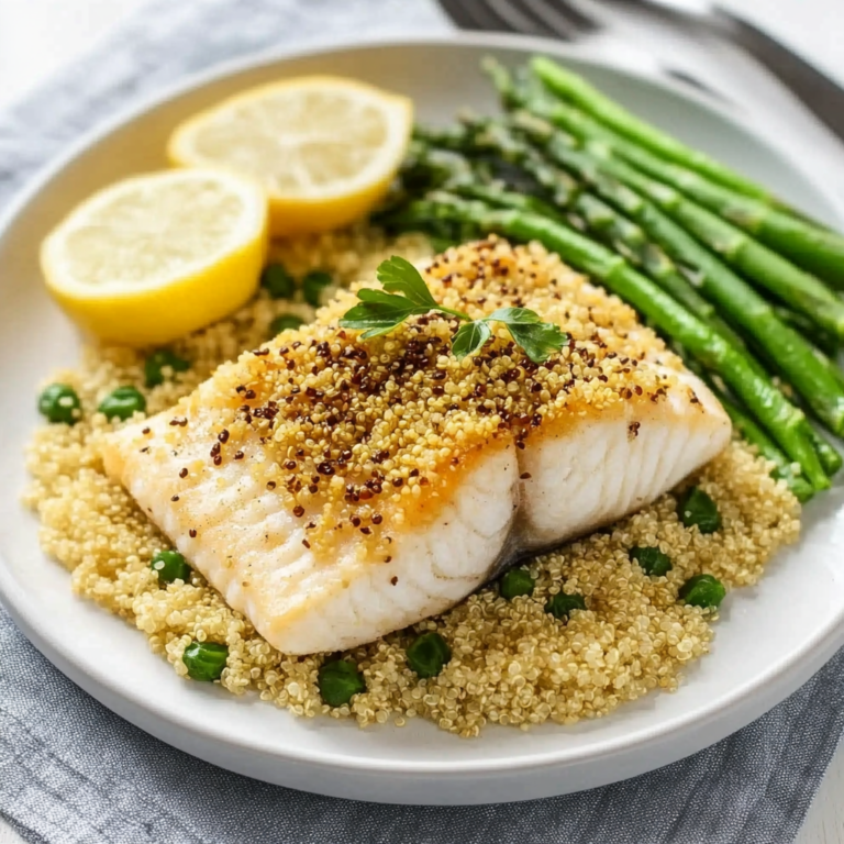 Garlic Lemon Cod with Crispy Quinoa Crust