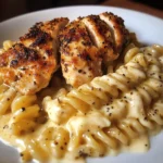 Creamy Velveeta Rotini with Seared Garlic Chicken
