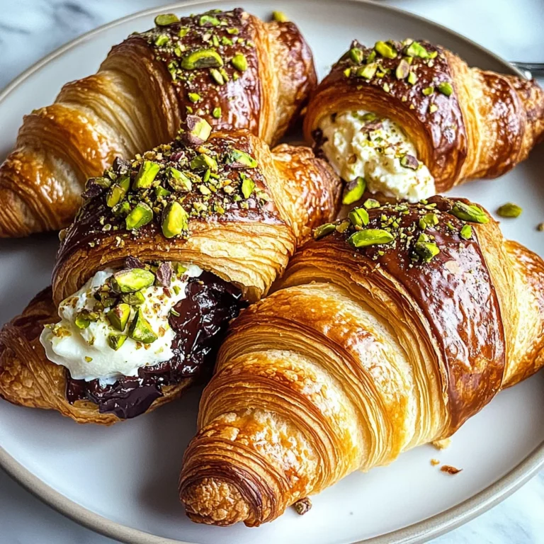 Chocolate Pistachio Croissants with Ricotta