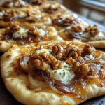 Crispy Naan Flatbread with Caramelized Onions, Brie & Maple Walnuts