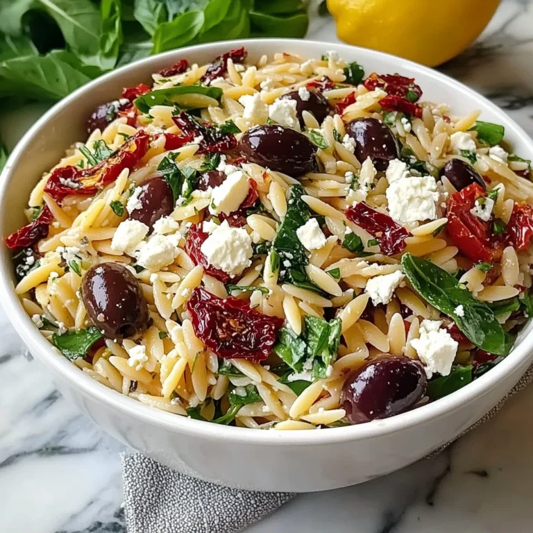 Homemade Orzo Pasta Salad with Feta and Sun Dried Tomatoes - flirtyfood