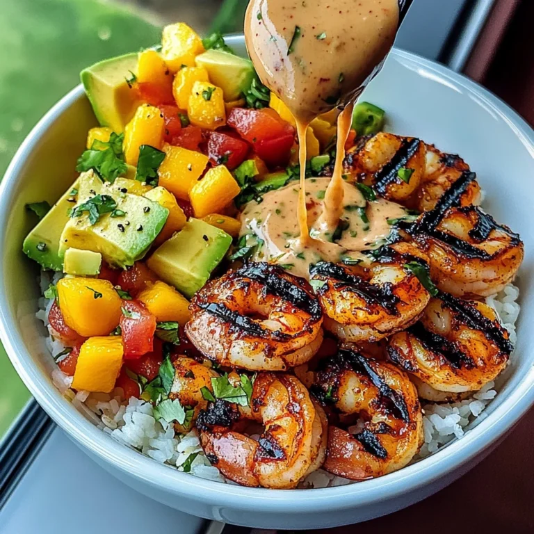Shrimp and Avocado Bowls with Mango Salsa & Lime-Chili Sauce