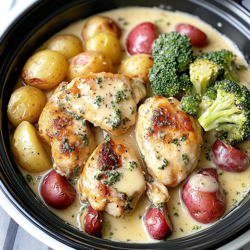 Slow Cooker Creamy Garlic Chicken And Veggies Recipe
