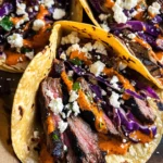 Steak Tacos with Chipotle Sauce & Roasted Cabbage Slaw