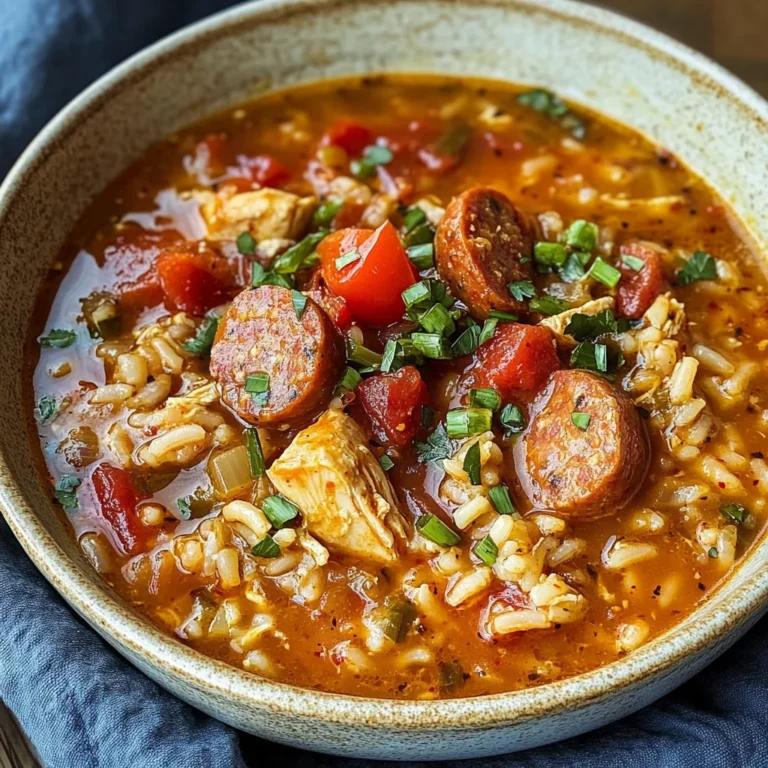 Spicy Jambalaya Soup with Andouille Sausage and Chicken Recipe