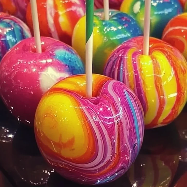 Swirled Starburst Candy Apples