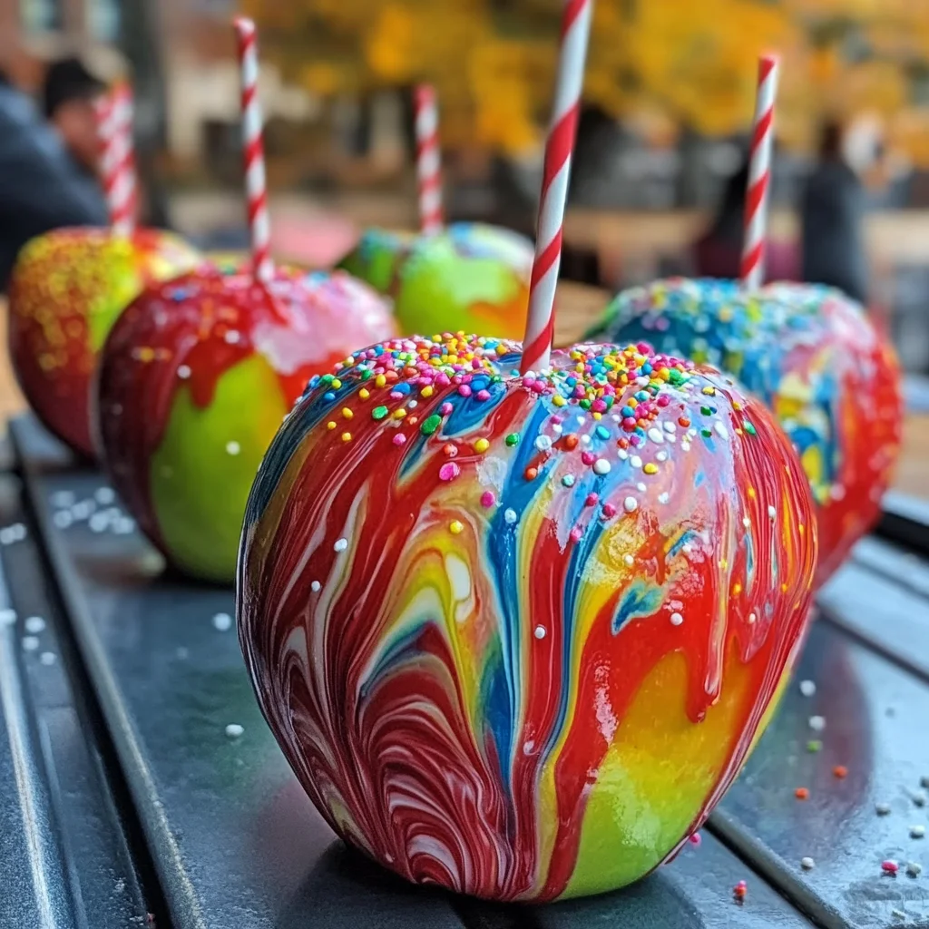 Vibrant Marbled Candy Apples