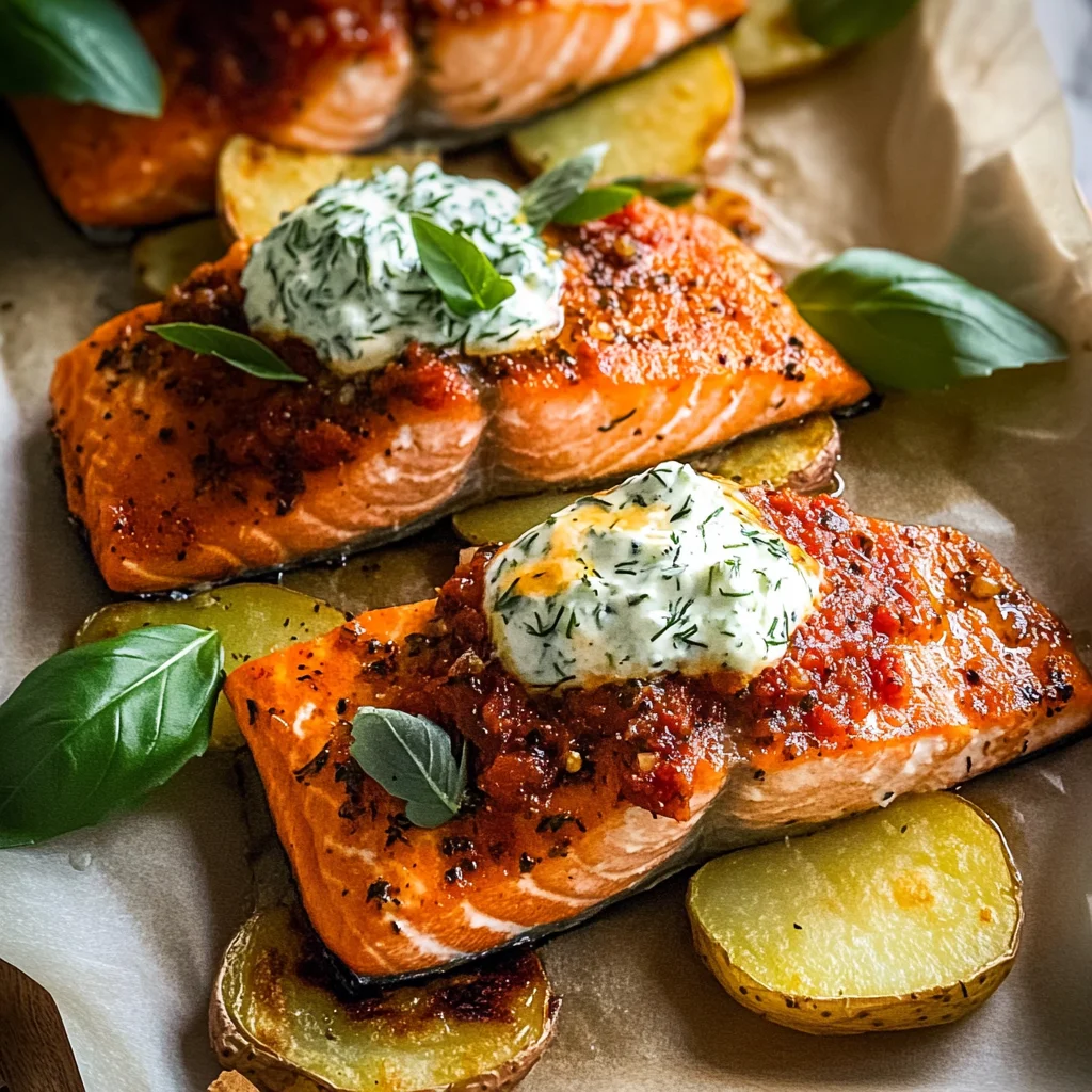 Parchment Baked Roasted Red Pepper Salmon