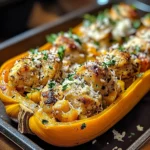 Sweet and Savory Honey Roasted Butternut Squash Stuffed with Chicken