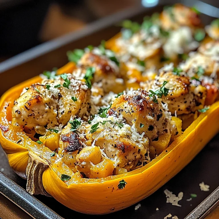 Sweet and Savory Honey Roasted Butternut Squash Stuffed with Chicken